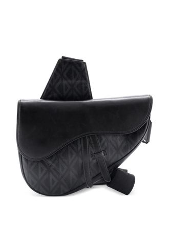Dior Saddle CD Diamond Coated Canvas and Leather crossbody bag - Nero