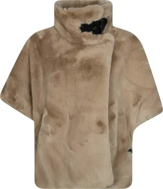 Pinko New Comodino Cape Plush Short Buckle Cape