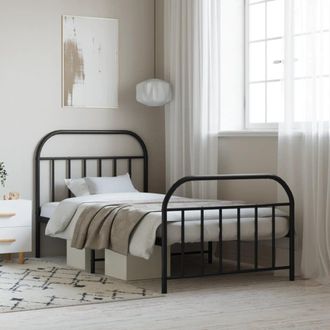 Berkfield Home Metal Bed Frame with Headboard & Footboard Black 107x203 cm