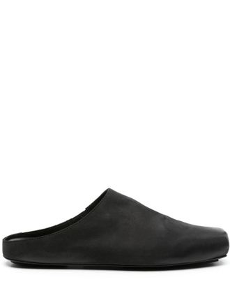 Uma Wang Leather Slippers With Square Toe