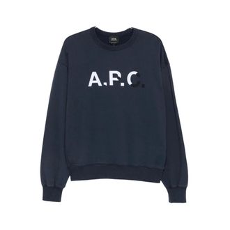 A.P.C. Logo Print Crew Neck Sweatshirt - male - A.P.C. - Sweatshirts - Blue - 2XL - Sweatshirts & Hoodies