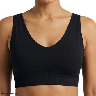 Lands End Full Coverage Bra Cotton Comfort Seamless in Black at Nordstrom, Size Medium