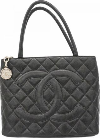 Chanel Black Grained Calfskin Tote Bag (Pre-Owned)