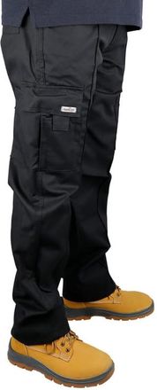Panacea Mens Cargo Combat Work Trousers Sizes 28 to 52 Multipocket with Button and YKK Zip Fly, Black, Waist 46, Leg 31
