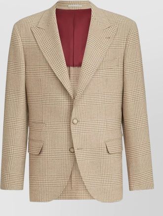 Brunello Cucinelli cashmere blend checked single breasted blazer