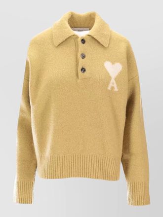 Ami knit polo ami de coeur long sleeves