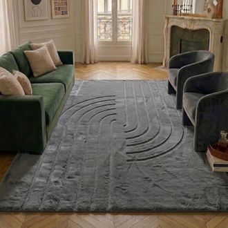Nazar Rugs Alfombra suave antracita, motivo medio arco - 80x150
