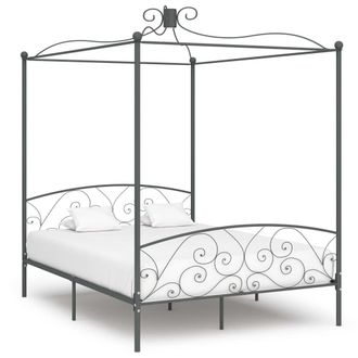 Berkfield Home Canopy Bed Frame Grey Metal 180x200 cm Super King