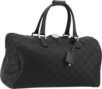 Gucci Duffle Bag Jumbo Gg Embossed Leather Black Pvc Handbag (Pre-Owned)