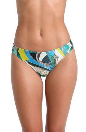 L'agence Nicole Belt Print Classic Bikini Bottoms in Green Multi at Nordstrom Rack, Size Large