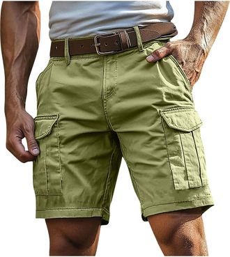 Generic Cargo Shorts for Men UK Summer Elastic Waist Bermuda Hiking Work Mens Shorts with Zip Pockets Casual Knee Length Bermuda Outdoor Lightweight Jogger Gy