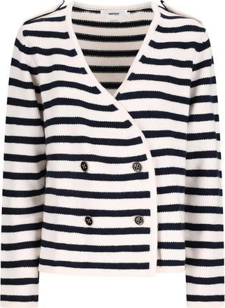 Notshy Molly striped double-breasted cardigan - White