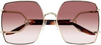 Gucci GG1564SA004 Square Full Rim Sunglasses - Gold