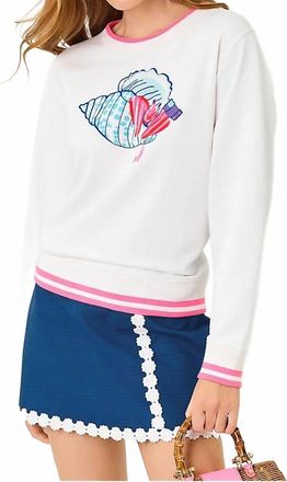Lilly Pulitzer Ballad Cotton Sweatshirt In Multi Society Crab Embroidery