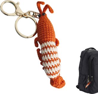 Generic Crochet Doll Pendant - Crochet Shrimp Keychain, Woven Shrimp Keychain, Soft And Comfortable Key Decoration For Car Keys, Bags, Backpack, Mobile Phones