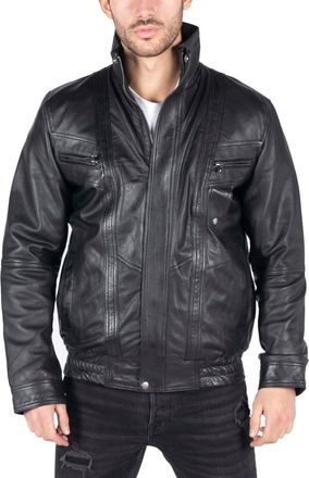 TruClothing Leather Bomber Jacket Leather Classic Casual
