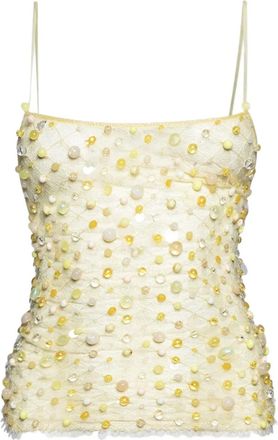 Roberta Einer Visnet top met kralen - Beige