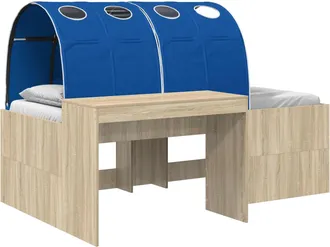 vidaXL Letto Alto Per Bambini Con Scrivania 3 Pz Rovere Sonoma E Blu Vidaxl