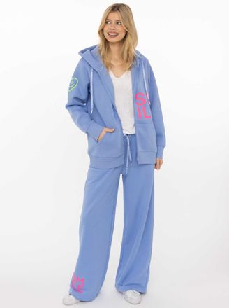 Zwillingsherz Sweathose ZWILLINGSHERZ Alissa, Damen, Gr. L/XL, N-Gr, mittelblau, Sweatware, Obermaterial: 50% Baumwolle, 50% Polyester, Hosen Sweathose, mit Print u