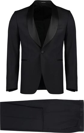 Tagliatore Kostuums, Heren, Zwart, M, Wol, Tweedelig pak van een mix van scheerwol en zijde