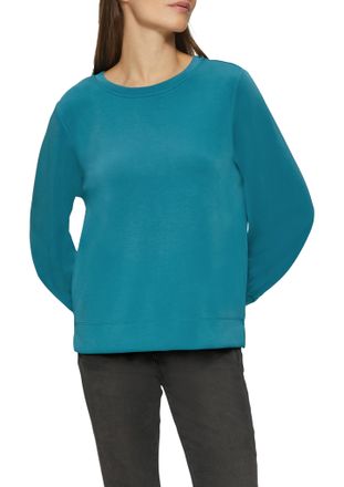 s.Oliver Sweatshirt S.OLIVER, Damen, Gr. 38, gr&uuml;n (petrol), Sweatware, Obermaterial: 47% Modal, 41% Polyester, 12% Elasthan, unifarben, regular fit taillenbede