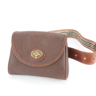 Burberry Brown Leather Pouch Shoulder Bag Sling Bag (Pre-Owned)