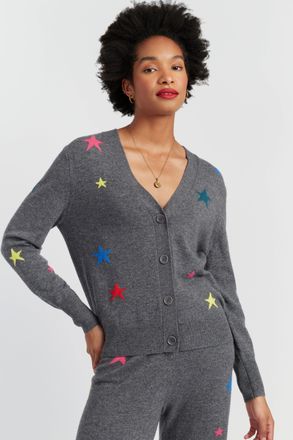 Chinti and Parker Grey Wool-Cashmere Star Cardigan