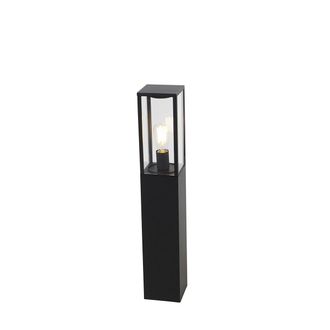 QAZQA Qazqa Industrial L&aacute;mpara De Pie Para Exteriores Inteligente Negra 80 Cm Con Wifi St64 - Charlois Aluminio /vidrio Rectangular Adecuado Para Led Max. 1