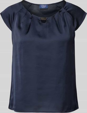 Vera Mont T-Shirt aus Satin mit Rundhalsausschnitt in Dunkelblau, Gr&ouml;&szlig;e 36