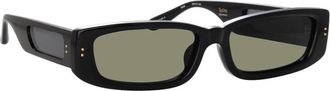 Linda Farrow Rechthoekige Zonnebril - Dames - Zonnebrillen - Zwart - 59 MM - Accessoires