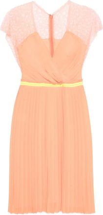 Gemy Maalouf Abito corto plissettato con pizzo - Arancione
