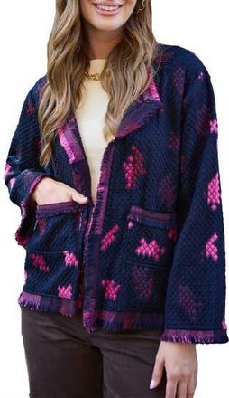 Saachi Fringe Trim Jacket in Blue Multi at Nordstrom Rack