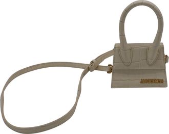Jacquemus Mini Le Chiquito Embossed Handbag in Cream Leather