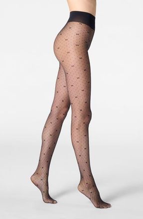 Orobl&ugrave; Graceful Bow Sheer Tights in Black at Nordstrom, Size Medium