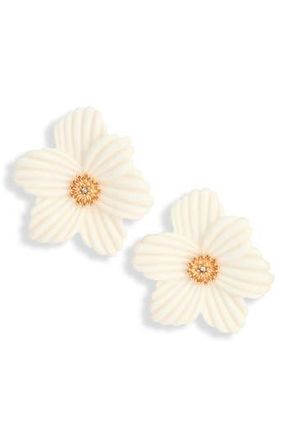Nordstrom Rack Resin Flower Stud Earrings in Ivory- Gold at Nordstrom Rack