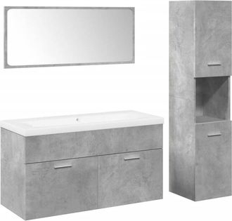 vidaXL Juego muebles de baño 4 pzas madera contrachapada gris hormigón vidaXL