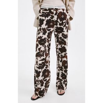 Mango Floral Pants in Brown at Nordstrom, Size X-Small