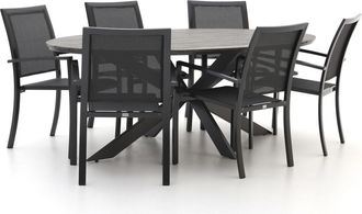 Bellagio la vita attrattiva Bellagio Anzio/Fidenza ovaal 220cm dining tuinset 7-delig stapelbaar