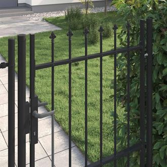 Berkfield Home Durable Fence Gate Single Door with Spike Top Steel 1x1.5 m Black