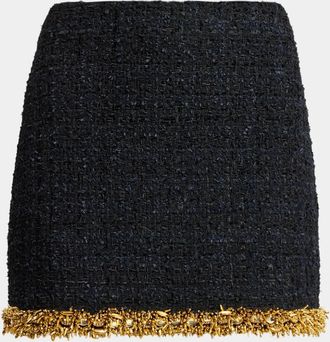Balmain Embellished Metallic Tweed Mini Skirt
