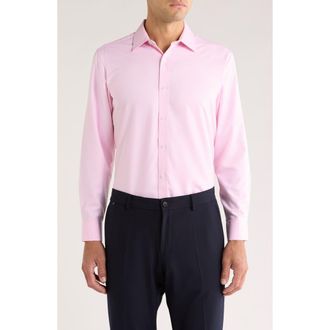 Tom Baine Stripe Jacquard Button-Up Shirt in Pink at Nordstrom Rack, Size Xx-Large