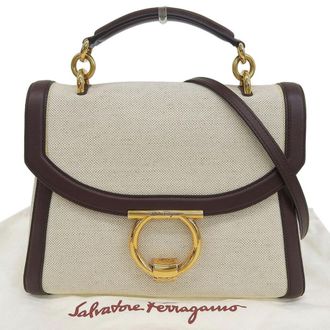 Ferragamo Canvas Leather Handbag (Pre-Owned)