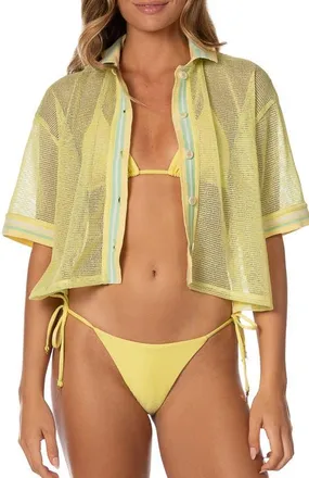 Maaji Golden Ray Solene Cover-Up Shirt in Bright Yellow at Nordstrom, Size Medium