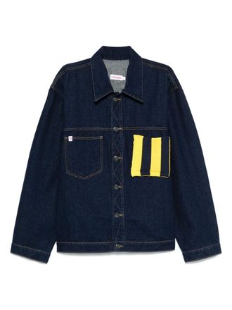 Charles Jeffrey Loverboy knitted-patch denim jacket - unisex - Cotton - M - Blue
