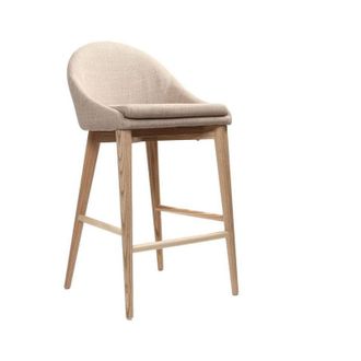 Miliboo Sedia alta design legno poliestere beige dalia