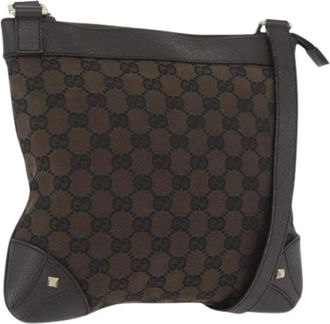 Gucci Pre-owned Cross Body Bags, female, Brown, Size: ONE SIZE Pre-owned Vintage GG Canvas Shoulder Bag