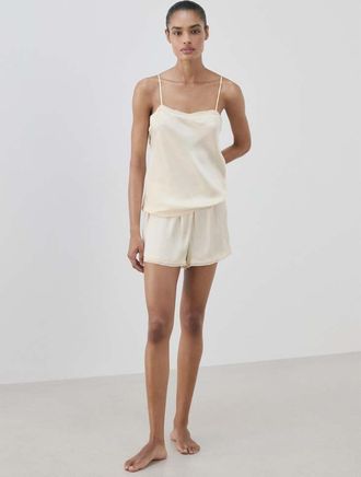 Mango Top pigiama raso pizzo bianco avorio - Donna - S - MANGO