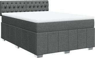 vidaXL Cama Box Spring Con Colch&oacute;n Tela Gris Oscuro 140x200 Cm Vidaxl