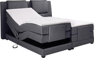 Vente-Unique Pack boxspring cabecero + somieres el&eacute;ctricos + colchones + sobrecolch&oacute;n CASTEL II de PALACIO - 2x80x200cm - Tela Antracita