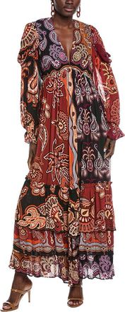 Farm Rio Sweet Mermaids Black V Neckline Maxi Dress